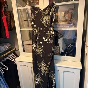 Reformation Strapless Black Floral Dress